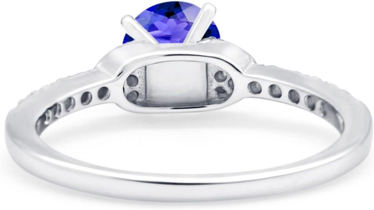 Blue Apple Co. Art Deco Wedding Engagement Bridal Ring Round Simulated Cubic Zirconia 925 Sterling Silver