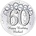 SILVER 70TH BIRTHDAY PARTY FAVOR STICKERS LABELS PERSONALIZED