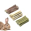 Bunny Chew Toys, Natural Timothy Hay Sticks Sweet Bamboo Sticks Apple Sticks Teeth Chews, 3 Types Rabbit Hamster Toys Teeth Grinding Toy for Rabbits Chinchilla Gerbils Small Pets Chew Sticks