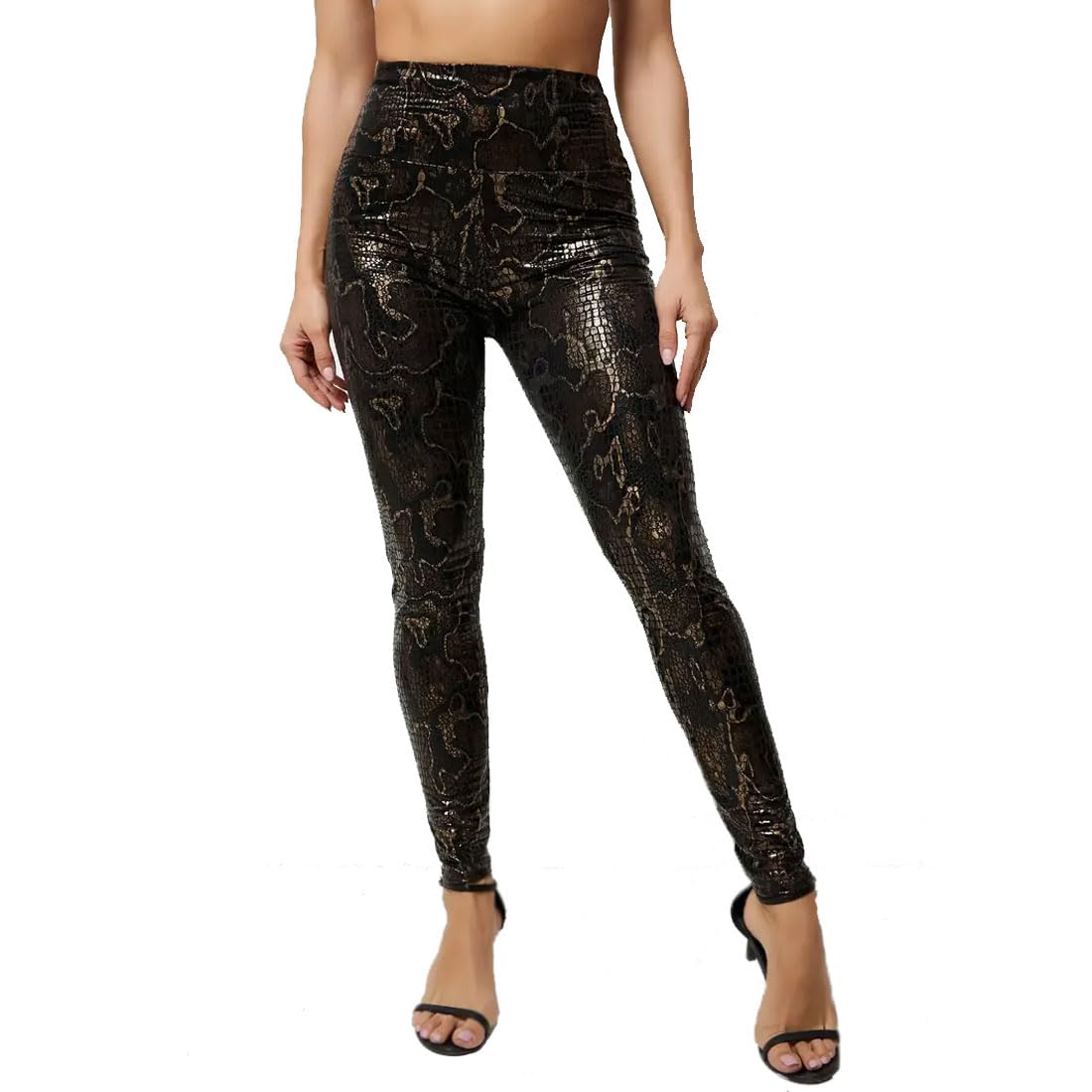 Fairy Trendz Women's Dark Snake Print Casual Wear Skinny Stretchy Fitness Legging Pant Snake Leopard Print Elasticated High Waist Yoga Trouser Pant