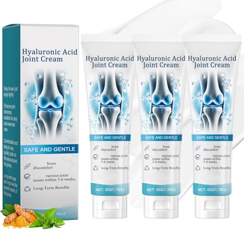 Hyaluronsäure Joint Cream 3 Stück Hyaluronic Acid Joint Cream zur Linderung von Beschwerden in Rücken Nacken Händen & Knie Gelenkcreme mit Kurkuma Extrakt Gelenkpflegecreme Bone Care Creams