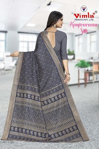 Image of Vimla Women's Kanjivaram Silk Uniform Saree and Unstitched Blouse Piece | Office School Uniform Saree For Women | Sari for Women