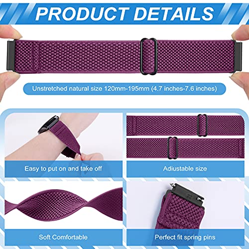 Relting Compatible with 16mm 18mm 19mm 20mm 22mm Watch Bands Quick Release Replacement Wristband,Adjustable Stretchy Nylon Solo Loop Straps Fabric Braided Sport Elastic Bands for Men Women