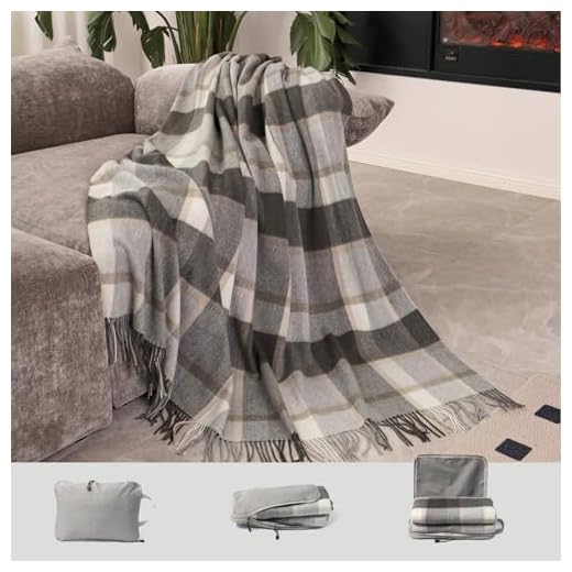 SKNSOFT Wool Throw Blanket Plaid Blankets 83" x 55" Tartan Outdoor Camping Couch Sofa Bed Soft Warm Throws for Home Decor,1.5lb