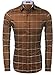 Coofandy Men's Fashion Long Sleeve Plaid Button Down Casual Shirt, Medium, Brown