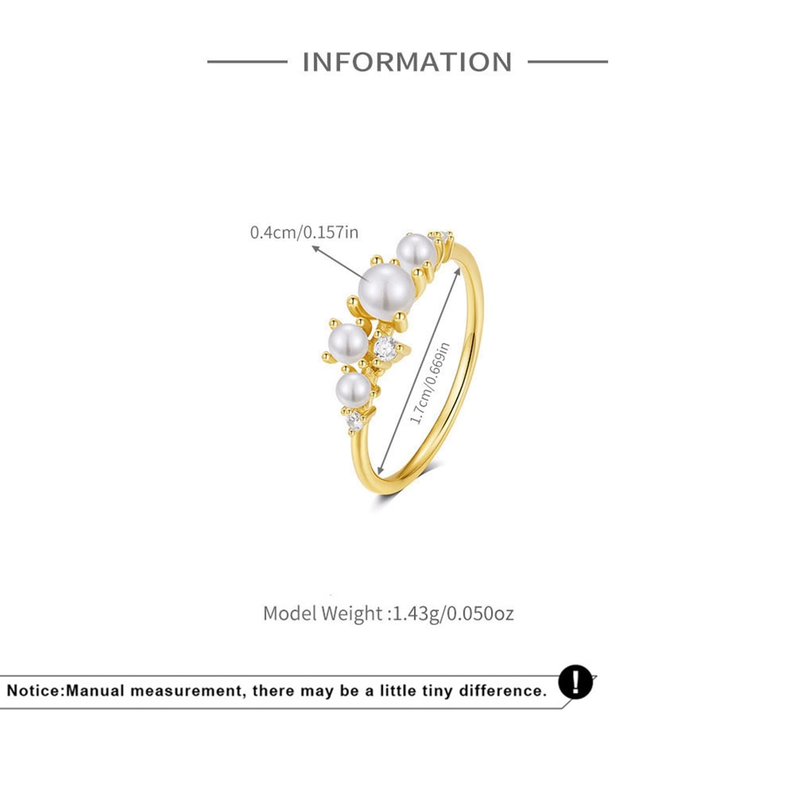 Bague en or jaune 9 K/14 carats pour femme avec perle