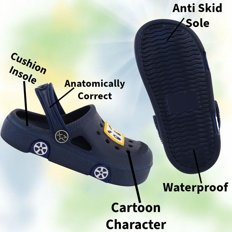 Image of SMARTOTS Pack of 2 Car Design Kids Clogs for Daily Use, Kids Eva Sandals for Boys and Girls with Adjustable Sling Back Strap