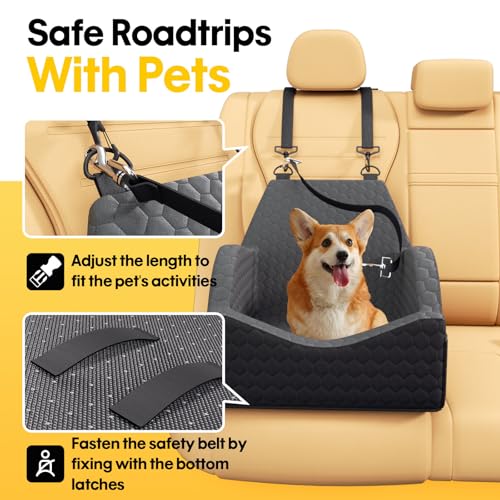Dog Car Seat for Small Medium Dogs, Memory Foam Dog Booster Seat Elevated Cushion Seat for Dogs Under 30 lbs Pet Car Seat Travel Bed
