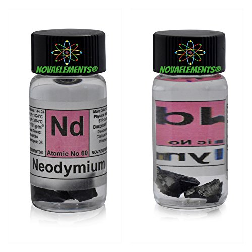 Neodymium Metal Element 60 Sample Nd, Pure 1 Gram 99,99% Inside Labeled Glass Vial