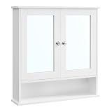VASAGLE Armario con Espejo, Armario de Baño, a Pared, 56.5 x 13 x 58.5 cm 13P x 56,5A x 58,5A...