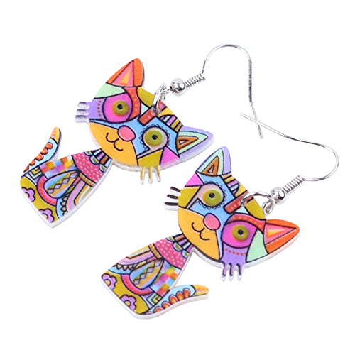 Acrylic Drop Cat Earrings Pets Funny Design 7 Color Lovely Gift For Girl Women By The Bonsny2