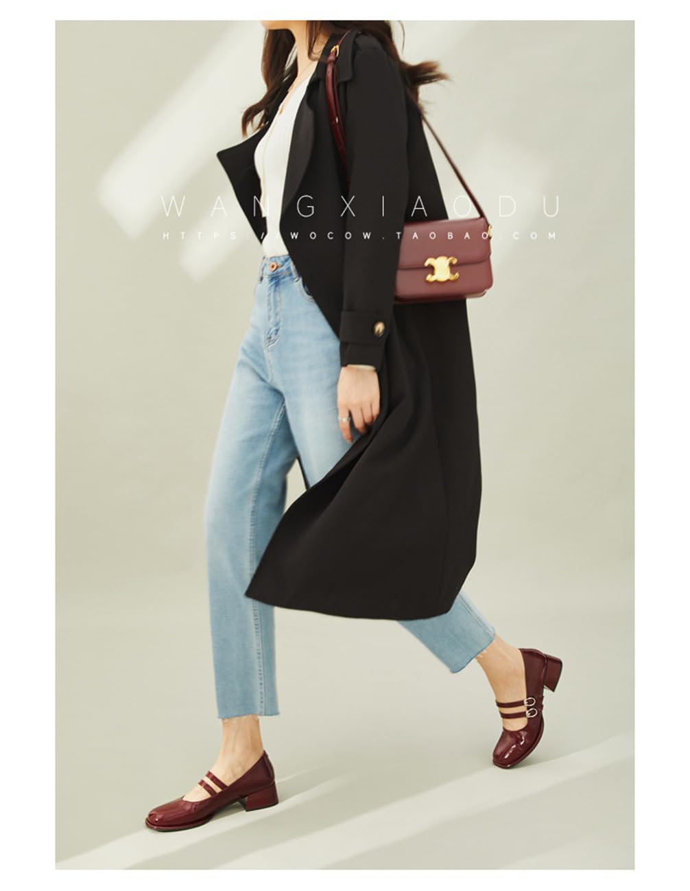Mary Jane Zapatos Mujer Viento Colegio Retro Moda Cabeza Redonda una Palabra con un Tacón Grueso Tacón Medio Alto