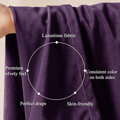 Image of Purple Orchid Velvet Curtains Back Tab, W52 x L84 inches, 2 Panels | Room Darkening, Back Tab Decoration, Thermal Window Drapes, Privacy & UV Protection for Bedroom, Nursery, Daughter' Room