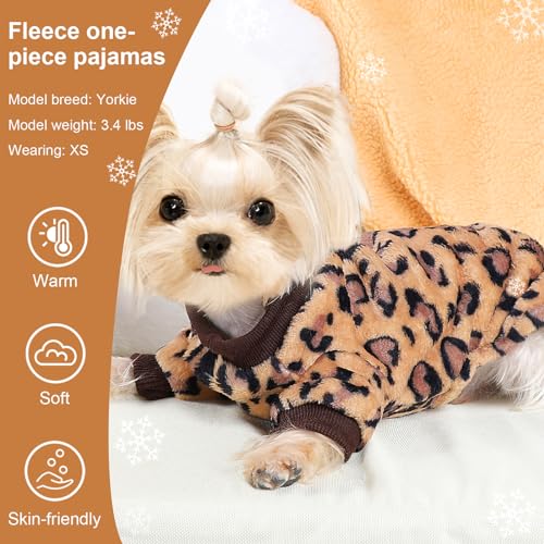 Pinktie Dog Clothes Dog Pajamas For Small Dogs Girl Boy Super Soft Warm Small Dog Sweater Pjs Cute Pet Clothing Dog Sweaters Jumpsuits Plush Puppy Onesie Outfits For Chihuahua Yorkie Small Leopard Print thumb #7
