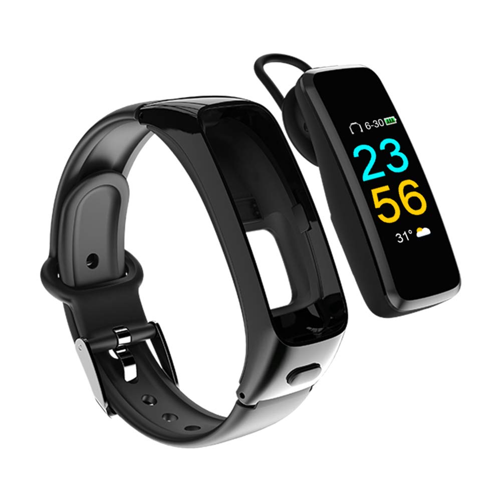 Fitness Tracker+Bluetooth Earphone, Color Screen Smart Watch with Blood Pressure Heart Rate