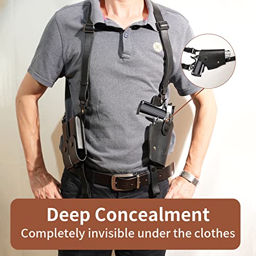 Aiotvei Shoulder Holster- Shoulder Holster Made With Premium Colombian Leather, Shoulder Holster For Concealed Carry With Double Magazine Holder Fit Glock 1911 And Most Kinds Of Pistols(Black) #TOP4