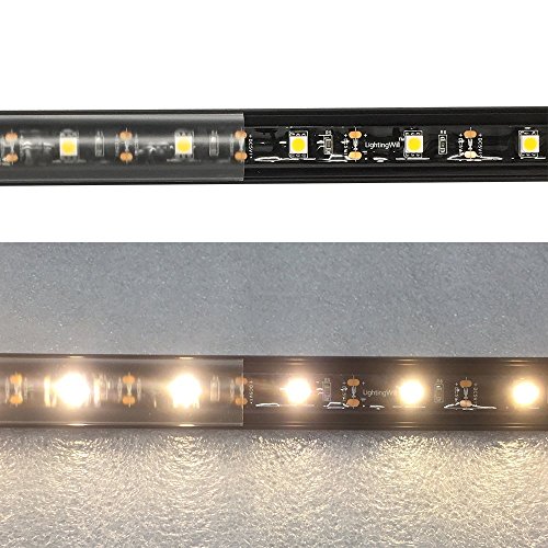 LightingWill Clear LED Aluminum Channel V Shape Corner Mounted 3.3Ft/1M 5 Pack Anodized Black Profile for <12mm 5050 3528 LED Flex/Hard Strip Lights with Covers, End Caps, and Mounting Clips TP-V02B5 - Thumbnail 4