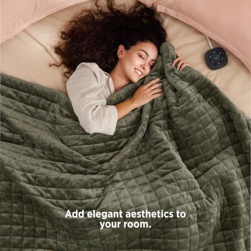 Image of Bedsure Luxury Quilted Heated Blanket Full, Thick Electric Blanket, Green