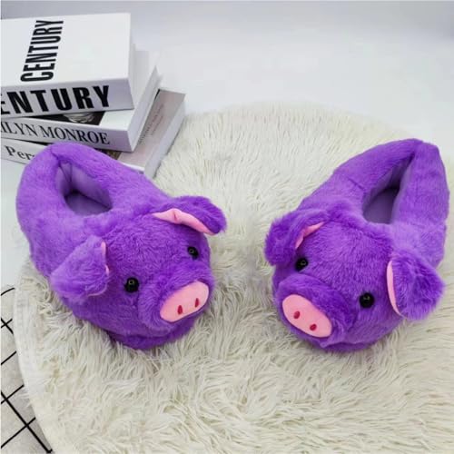 Pig Slippers, Cute Animal Anti-skid Slippers, Autumn Winter Warm Stuffed Cartoon Home Furry Slippers for Women Girl3