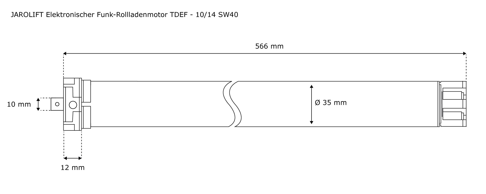 jarolift Elektronischer TDEF 10/14 Funk Rollladenmotor Funk-Rohrmotor, SW40, Zugkraft 27 kg, Komplettset, Blockiererkennung, Überlastungsschutz