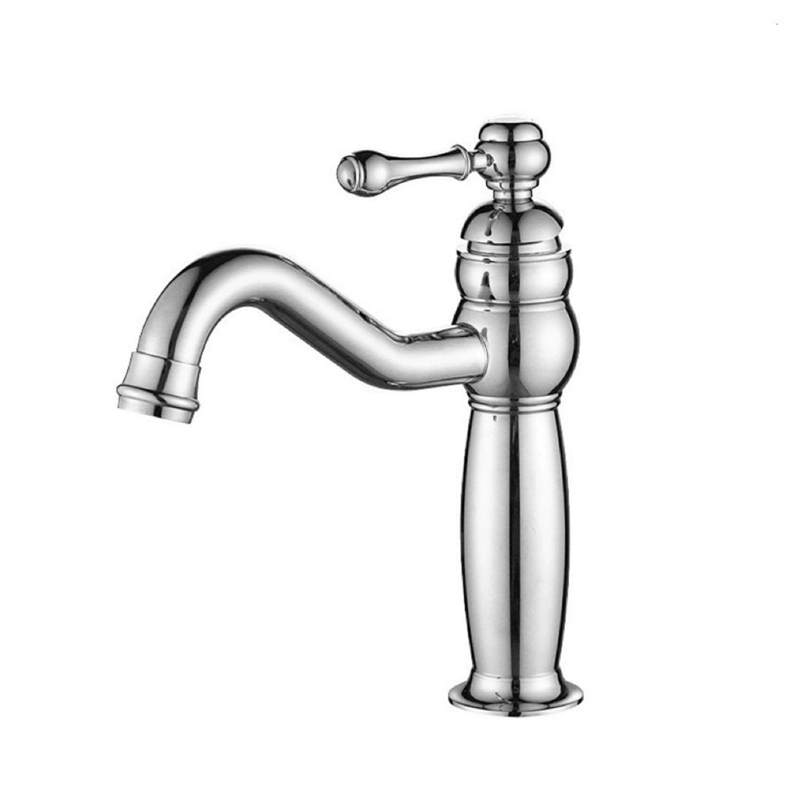 Miscelatore Cromato per lavabo da Bagno, Acqua Calda e Fredda, Maniglia Singola, in Ottone, 1 Foro
