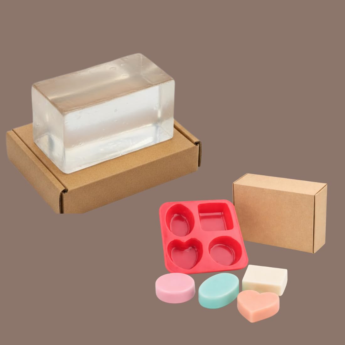 Glycerin Soap Base 1 Kg with Siliconne Soap Mould Mate | Smooth Melt Pour Base Combo-image-42