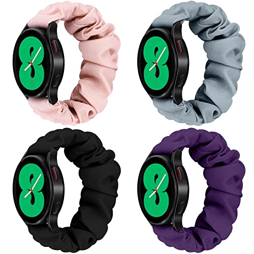 20mm 22mm Watches Width Printed Single Ring Scrunchies Band, Elegant Ladies Elastic Replacement Band, Elastic Band with Quick Release. Suitable for Samsung Galaxy Watch Active 2 44mm 40mm/Galaxy Watch 3 45mm/Galaxy Watch 46mm/Galaxy Watch 5 Pro 45mm/Galaxy Watch 5/Galaxy Watch 4 Classic 42mm 46mm Smart Watch Size L