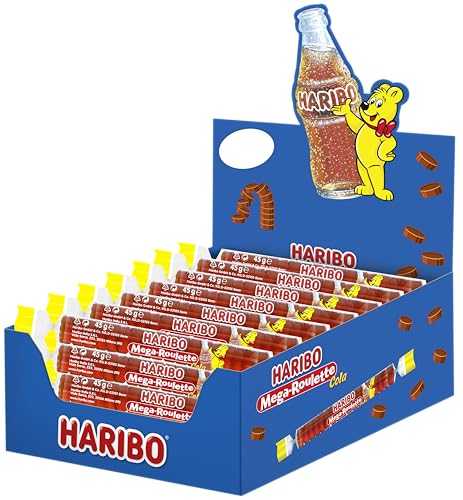 Haribo Mega Roulette Cola, Caramelle Gommose, Gusto Cola, Ideali Per Feste - 40 Pezzi da 45gr - 1800gr