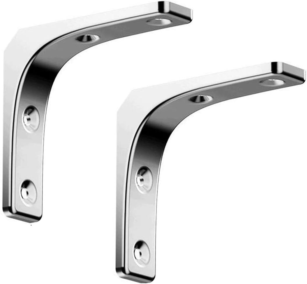 Folding Shelf Brackets,Fold Down Wall Mounted,Wall Support Frame, Partition Tripod, L Fixed Stainless Steel Triangle Bracket(123MM)