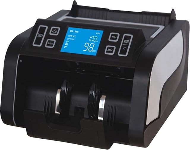 Bank Grade Mixed Denomination Money Counter Machine, Sorter and Value Reader with Advanced Counterfeit Detection (UV/MG/MT/IR/2CIS), Multi-Currency (USD/CAD/MXN), Printing Enabled