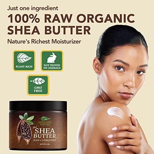 African Shea Butter - 100% Raw, Organic, Unrefined Ingredients - Body Moisturizer Lotion Bar To Hydrate, Nourish, Soften Skin & Hair - Ivory Body Butter For Women & Men - All Skin Types - 8Oz #TOP1
