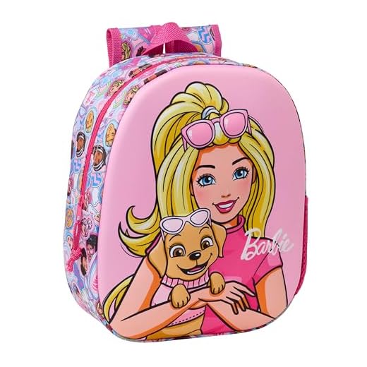 Safta BARBIE 3D - Mochila Escolar, con Diseño 3D, Adaptable a Carro, Ideal para Niños de Diferentes Edades, Cómoda y Versátil, Calidad y Resistencia, 27x10x33 cm