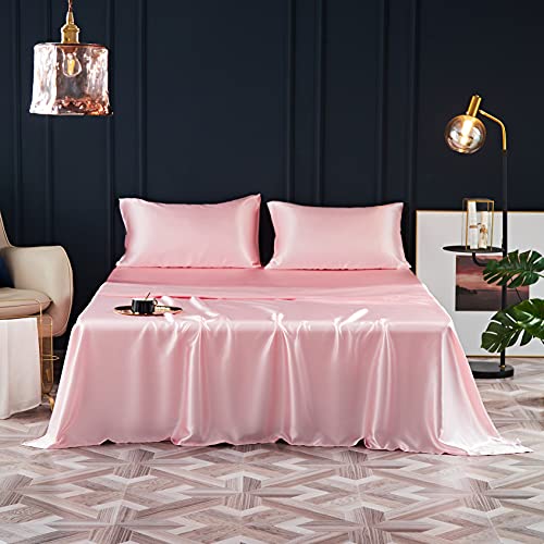 Photo 1 of Koreyoshi 4 Pcs Satin Sheets Queen - Silk Silky Super Soft Extra Deep Pocket Queen Sheet Sets - Wrinkle and Fade Free - Deep Pocket Fitted Sheet