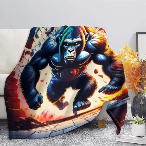 Couverture flanelle 3D Gorille légère jetable décoration lit enfant adulte douce - 7