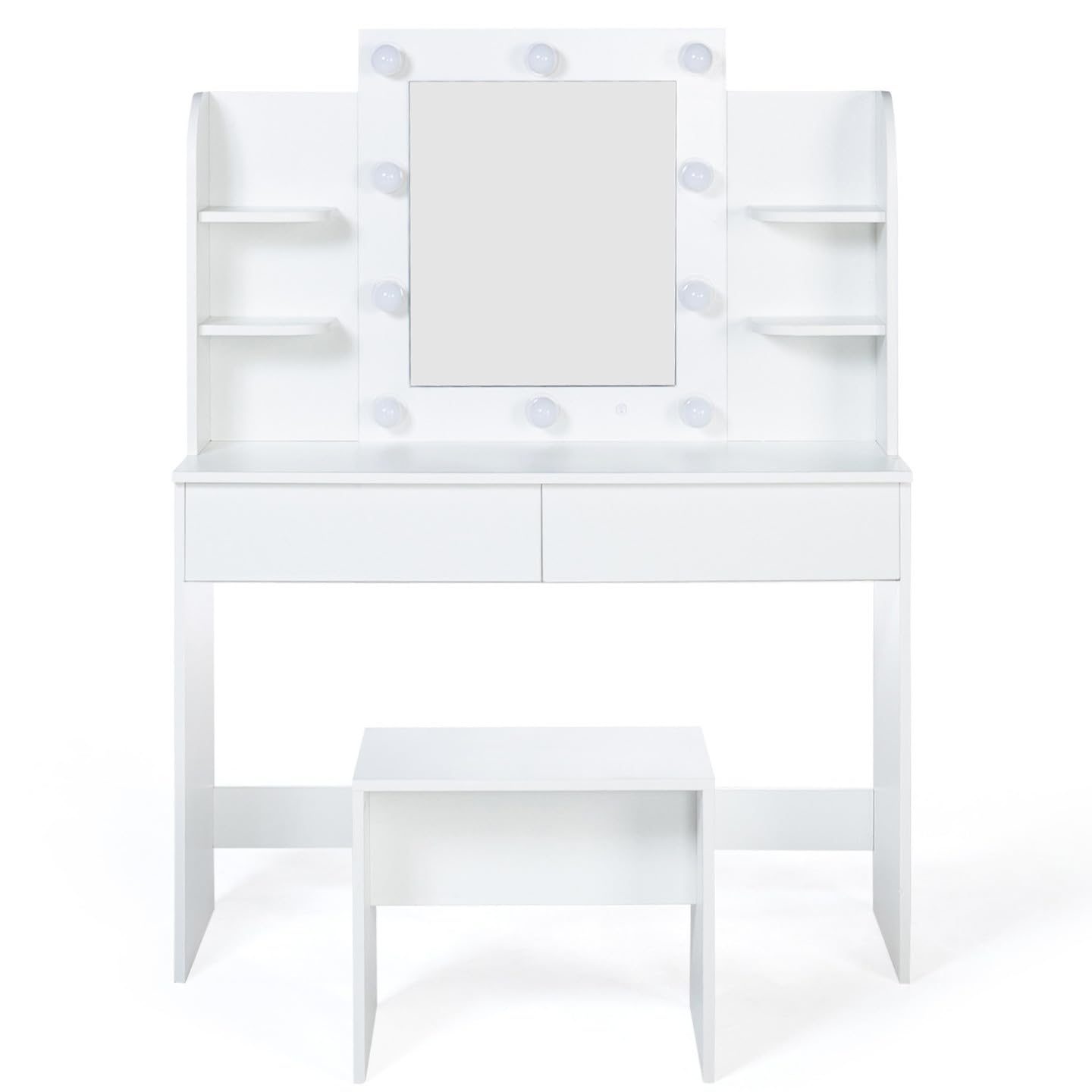IDMarket - Coiffeuse Zelia Blanche Miroir LED