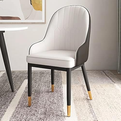 Image of Dream Furnishing - Set of 4 Dinning Chairs Elegant & Luxury Looks Strong Metal Frame Legs for Home Cafe Office Hotel (Black-White)