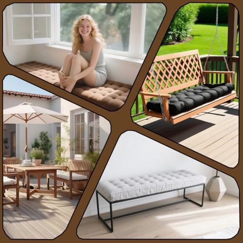 Coussin de banc de jardin imperméable 150 cm pour assise extérieure confortable