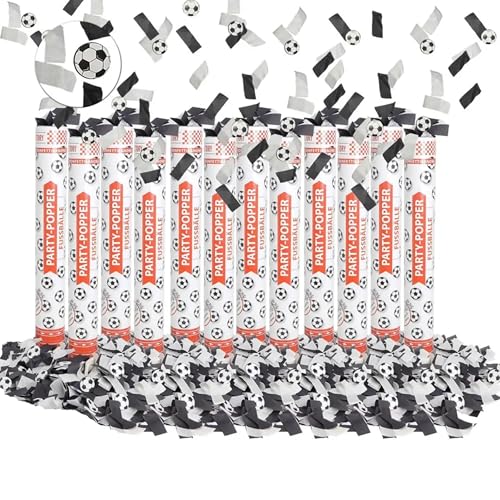 Party Factory 12 Party Popper, 40 cm, Fußball Konfetti bis 8 m...