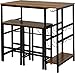HOMCOM Set Tavolo 2 Sgabelli Alti da Bar in Legno Isola Cucina con Portabottiglie e Portabicchieri in Stile Industriale