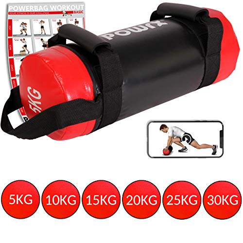 POWRX Sandbag 5-30 kg - Ideal para Entrenamiento Funcional - Power Bag con Tres agarres + PDF Workout (5 kg)