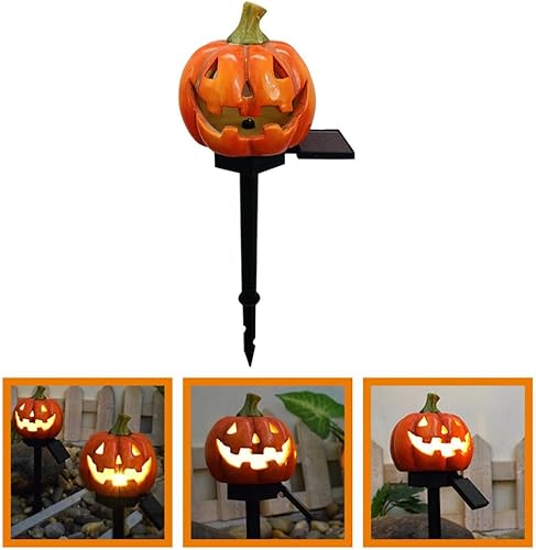 Miniatura 9 de Luces solares de calabaza para exteriores para decoración de fiesta de camino y patio, naranja, ABS, metal, luz decorativa de Halloween