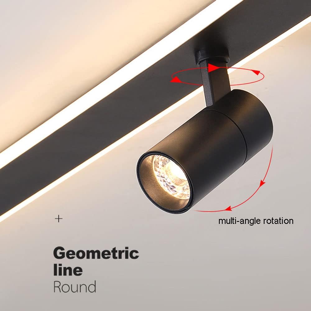 Adjustable Ceiling Spotlights Led Fixed Track Lighting Kit, 3 Way Black Ceiling Mount Spot Light Fixtures, Directional Spotlight Accent Lamps for Kitchen Gallery Hallway/6000K