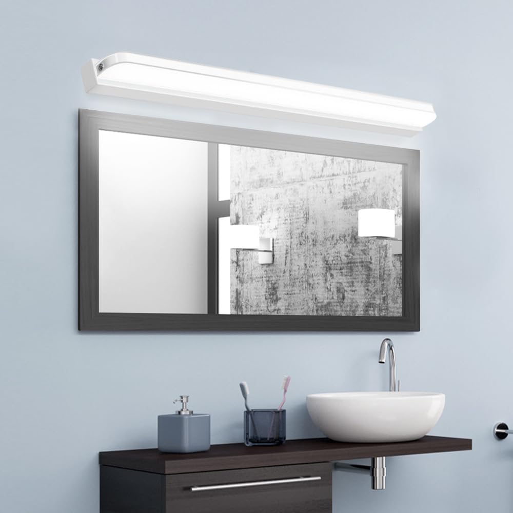 Aplique pared interior 6000K, lampara espejo baño led, lámpara de pared led largo 60cm, 14W moderna apliques dormitorio, sala de estar, pasillo (Blanco-14W)