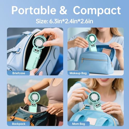 Image of Pro Handheld Portable Fan with Turbo Cooling 199-Speed 5500mAh | Hand Held Fan Rechargeable 20000 RPM Powerful Mini Personal fan for Travel, Outdoor, Beach & Makeup