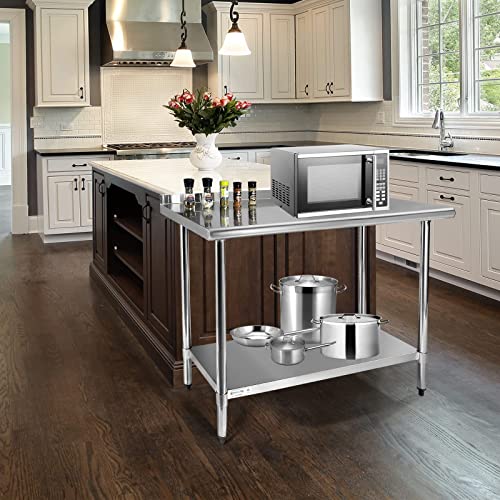 Image of STABLEINK NSF Stainless Steel Prep Table 30x24 Inches, Metal Prep & Work Table with Backsplash and Adjustable Undershelf, for Commercial Kitchen, Restaurant, Hotel, Laundry and Garage