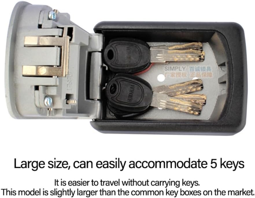 キーセーフ 壁掛け式 ロックボックス、屋外用隠し4桁組み合わせキー収納ロックボックス、高齢の両親の予備の家の鍵に最適(Grey)