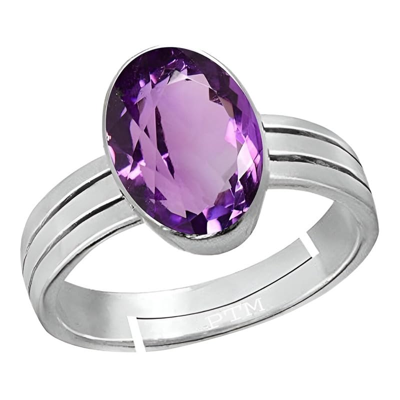 ptm Natural Amethyst/Kathela 3.25 Ratti to 10.25 Ratti or 3 Carat to 9.5 Carat Astrological Certified Gemstone Sterling Silver/bis Hallmark Adjustable Ring for Men & Women-picture-16