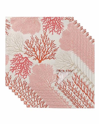 Servilletas de tela redondas coral pack 8 50.8x50.8 cm miniatura 1