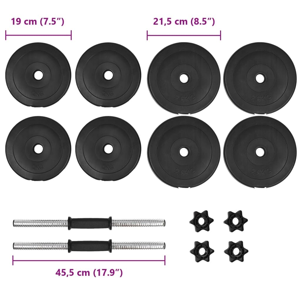 vidaXL Set Manubri 14 pz 20 kg Bilanciere Barre Acciaio Piastre Dischi di Peso