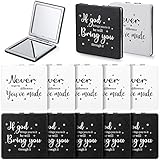 12 Pcs Compact Mirrors Bulk Inspirational Pocket Mirrors Appreciation Thank You Gifts Portable Double Sided Travel Magnifying Pocket Mirrors for Coworker Assistant (Black, White, God, Never Forget)